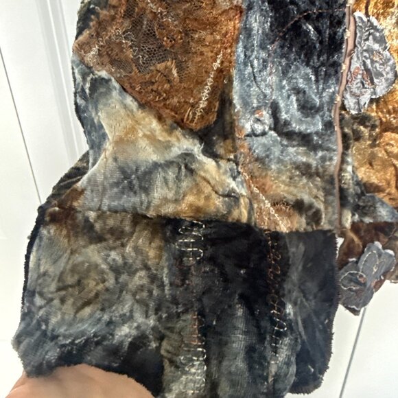 Y2K Velvet Corset Top-Lace Patchwork Bustier-Fairy Grunge/Whimsigoth - Picture 3 of 12